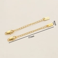 Detail van 18K vergulde verlengketting met kreeftsluiting en Lucky-hangertje - Lucky Label Stijl (4*77mm) / Set van 2 / 14K goud