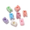 Flocked acrylic letter R beads in vibrant colors for DIY jewelry making and crafts - Letter R / 5 Pieces