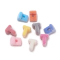 Colorful velvet flocked acrylic alphabet beads for DIY jewelry and bracelet making - Letter T / 5 Pieces