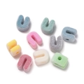 U-shaped flocked acrylic letter beads in colorful macaron shades for DIY jewelry making - Letter U / 5 Pieces