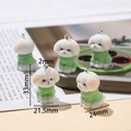 Cute white puppy charm with green sweater and soft flocking texture, 33mm height - 1 Piece / Green Bichon Frise