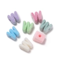 Colorful velvet flocked acrylic letter W beads in pastel tones for DIY jewelry making - Letter W / 5 Pieces
