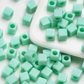 Mint green 7mm square acrylic heart beads with large holes for DIY jewelry making - 100pcs Pack / Lake Green