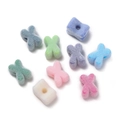 Colorful flocked acrylic alphabet beads in Macaron colors for DIY jewelry and bracelets - Letter X / 5 Pieces