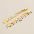 Detailed view of 18K gold-plated extension chains with ID tags and lobster clasps - Identity Tag Style (7*78mm) / Set of 2 / 14K Gold