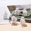 Set of five cute white flocked puppy pendants with pink ears for DIY keychains - 1 Piece / Dog with Hat and Glasses
