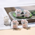 Cute white flocked kitten charm with pink bow and metal ring for DIY keychain projects - 1 Piece / White Dog with Bow