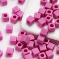 7mm magenta cube acrylic beads with heart design for DIY bracelets and necklaces - Rose Red