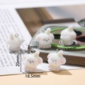 Cute white flocked bear charm with pastel details and 20mm height for DIY crafts - 1 Piece / White Dog with Yellow Green Pink Hat