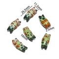 Detail view of hand-painted ceramic cat beads showing dimensions 26.5mm x 11.5mm - Green Stretching Cat