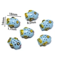 Detailed dimensions of blue ceramic fish beads for DIY jewelry making and crafts - Fat Blue Fish