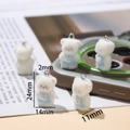 Cute flocked white bear pendant with blue apron for DIY keychains, 24mm size - 1 Piece / Bear with Blue Apron