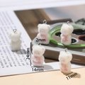White flocked bear charm pendant for DIY keychain accessories with 24mm height - 1 Piece / Bear with Pink Apron