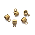 Five golden stainless steel end cap connectors for DIY jewelry making and necklaces - 5.5mm Open Gold