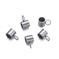 Five gunmetal gray stainless steel cylinder beads with side loops for DIY jewelry - 4mm Closed Steel Color