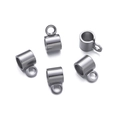 Cylindrical stainless steel bail beads for DIY jewelry making in dark grey finish - 5.5mm Open Steel Color