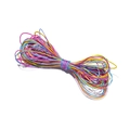 Macro shot of 1mm multi-color braided polyester cord for DIY bracelet making - Purple Blue Yellow Green Gradient