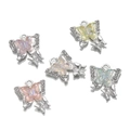 Ciondolo farfalla colorato con strass e base in lega d'argento per gioielli DIY - 16.5*20.5mm/Foro 2.3mm / Misto Casuale