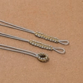 Handgefertigter DIY-Anhängerverschluss mit grau-goldener Seidenkordel und Schlaufen - 10 Stück/Packung (4.5x155mm) / Grau