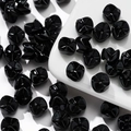 Glossy black stackable beads with unique rounded corner shape for DIY jewelry making - 10 Pieces/Pack (Approx. 4g) / Black