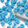 Sky blue wavy acrylic square beads with high-gloss finish for DIY jewelry making - 10 Pieces/Pack (Approx. 4g) / Blue