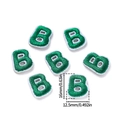 Mini green embroidered letter B patch for DIY clothing with white border, 16x12.5mm size - 5 Pcs/Pack / Letter B