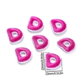 Hot pink embroidered letter D patch with white borders for DIY clothing crafts - 5 Pcs/Pack / Letter D