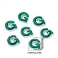 Set de 7 parches bordados letra G verde para decoración de ropa DIY, 16mm alto - 5 Unidades/Paquete / Letra G