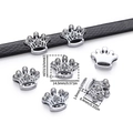 Detail view of silver crown slider charm with rhinestones and precise dimensions - Butterfly