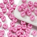 Vibrant pink square wavy beads for DIY jewelry making with central straight hole - 10 Pieces/Pack (Approx. 4g) / Pink