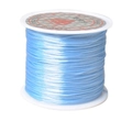 Close-up of blue elastic stretch cord on a white spool for DIY jewelry making - Width 1mm, Length 40m (18g) / Sky Blue