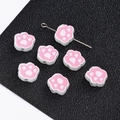 Pink and white cat paw charms for DIY jewelry making with high gloss enamel finish - 2 Pcs/Set / Cat Paw Pink White