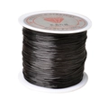 Close-up of black 1mm elastic crystal cord on spool for DIY jewelry making and beading - Width 1mm, Length 40m (18g) / Black