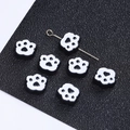 DIY jewelry beads in black and white cat paw shapes made of alloy for necklace - 2 Pcs/Set / Cat Paw White Black