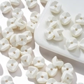 Bright white irregular square DIY craft beads with a ceramic-like glossy finish - 10 Pieces/Pack (Approx. 4g) / White
