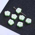 Cute green and white cat paw beads for DIY jewelry with gold metal pin display - 2 Pcs/Set / Cat Paw White Green