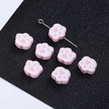 Pink and white cat paw enamel charm beads made of alloy for DIY jewelry crafting - 2 Pcs/Set / Cat Paw White Pink