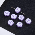 DIY cartoon cat paw beads in soft lavender and white for jewelry making projects - 2 Pcs/Set / Cat Paw White Purple