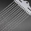Macro shot of twelve silver water-wave chains neatly hanging on a white plastic display card - 42cm / 12 Pcs/Pack / Silver