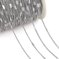 DIY silver stainless steel fine cable chain with decorative flat engraved metal discs - Silver Side Pressed Three Pieces
