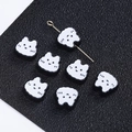 DIY colorful cute rabbit and cat claw alloy beads with black and white drip oil finish - 2 Pcs/Set / Rabbit White Black