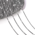 Silver stainless steel DIY jewelry chain roll with embossed textured link details - Steel Color Sunflower Side Chain