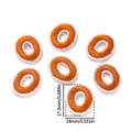 Mini parches bordados letra O naranja con borde blanco termoadhesivos para bricolaje - 5 Unidades/Paquete