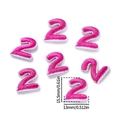 Mini parche bordado número 2 rosa con borde blanco y textura de alta densidad - 5 Unidades/Paquete / US 2
