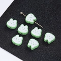 Cute light green and white cartoon animal alloy beads for DIY jewelry making and crafts - 2 Pcs/Set / Rabbit White Green
