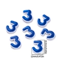 Set de 7 parches bordados número 3 azul brillante para decoración de ropa DIY - 5 Unidades/Paquete / US 3