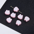 Pink and white cat paw alloy beads for DIY jewelry making on black leather surface - 2 Pcs/Set / Rabbit White Pink
