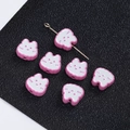 Pink and white cat paw charms for DIY jewelry making with cute enamel finish - 2 Pcs/Set / Rabbit White Rose Red