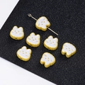 Cute yellow cartoon bear alloy charms with side holes for DIY jewelry making - 2 Pcs/Set / Rabbit White Yellow