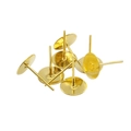 Flat round base gold-plated metal ear studs pins for DIY jewelry making accessories - 8mm / Gold